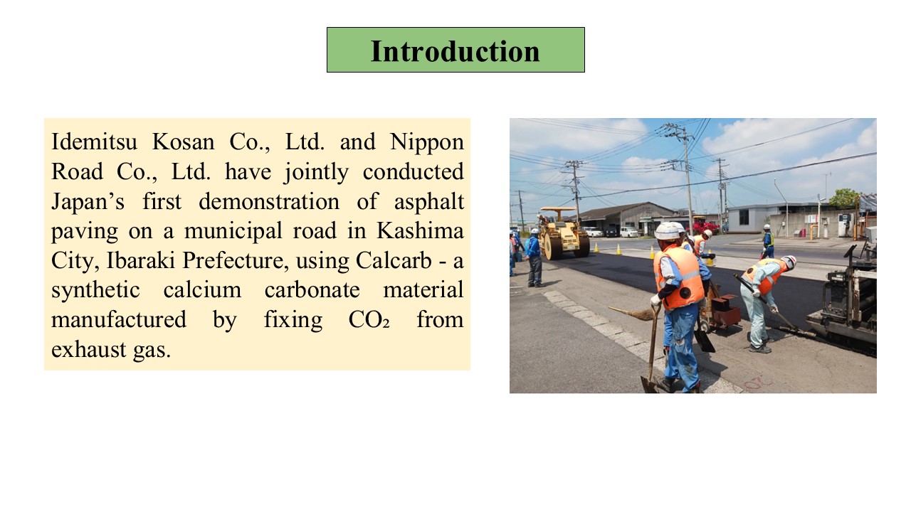 Asphalt Paving using Calcarb in Kashima City, Ibaraki Prefecture 