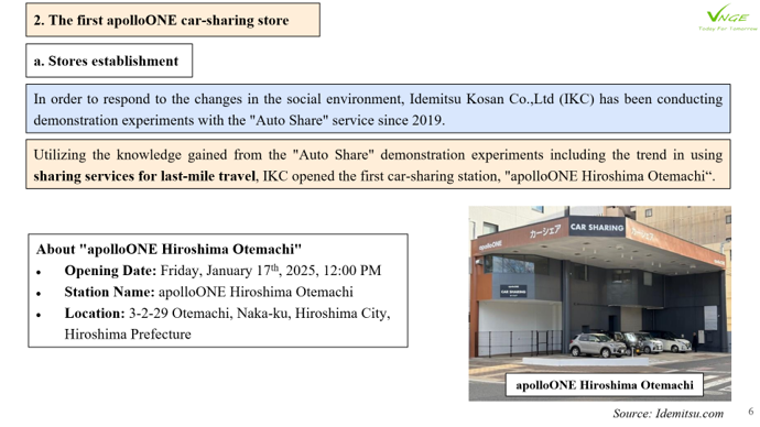 The first apolloONE car-sharing store of Idemitsu Kosan Co.,Ltd.  