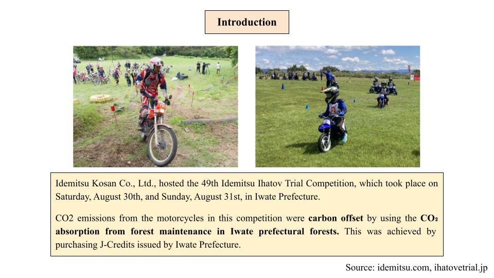 Carbon Offset in Ihatove Trial Race through J-Credit Utilization 