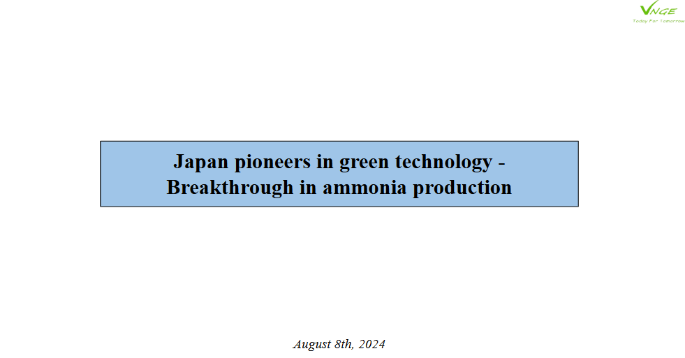 Japan pioneers in green technology - Breakthrough in ammonia production 