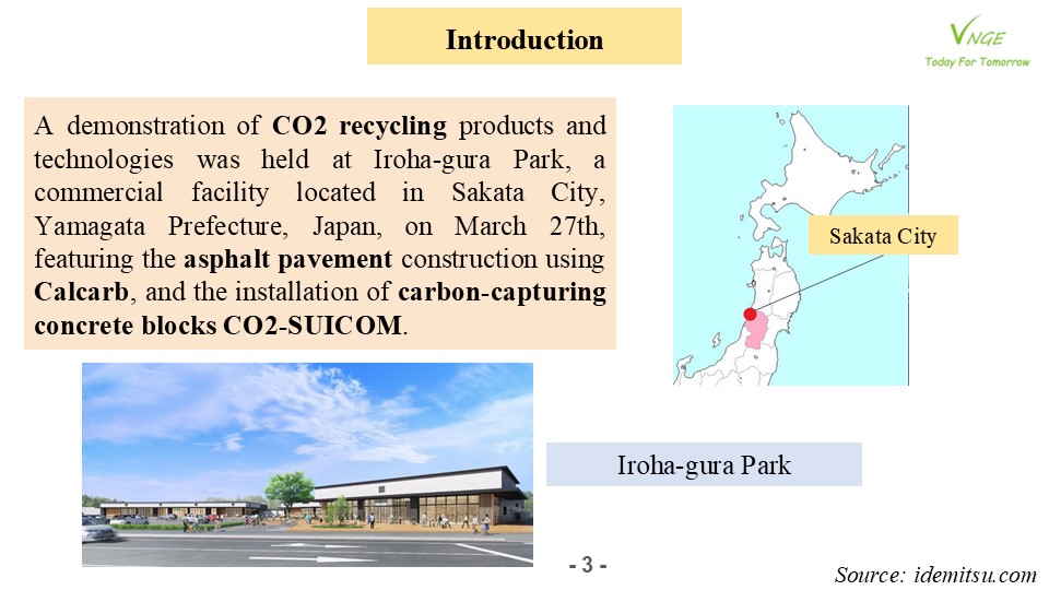 Introduction of Carbon Recycling Products and Technologies at Iroha-gura Park Commercial Facility 