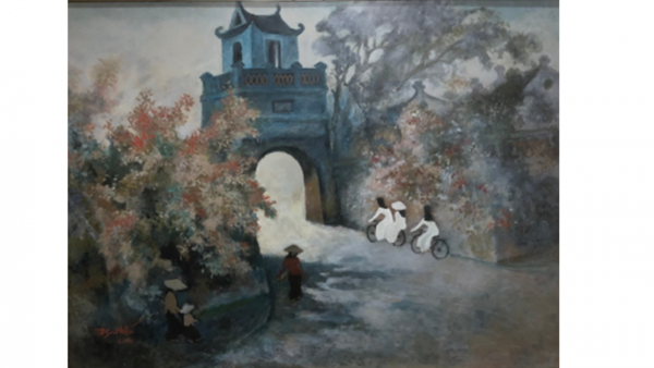 Hanoi Old City Gate <br>(60cm x 80cm)<br>Lacquer (2021) <br>Le Ngoc Hieu (1934 -)