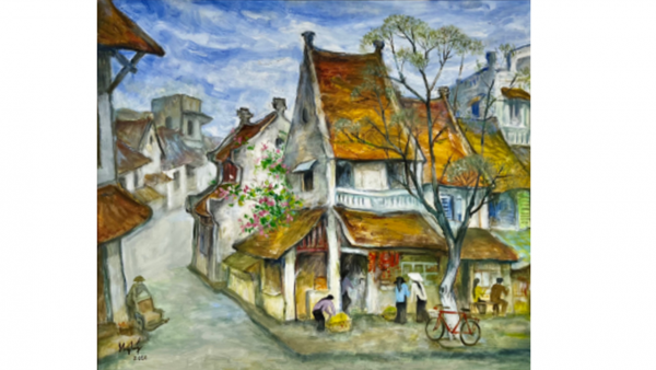 Phố cổ Hà Nội <br>(50cm x 80cm)<br>Sơn Dầu<br>Hà Mỹ Lý (1946 - )